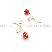Подвеска Роза с Красной эмалью; цвет золото