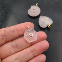 Подвеска Ромб из Розового Кварца с фианитом