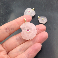 Подвеска Аммонит из Розового Кварца с фианитом