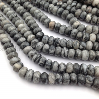 Натуральная серая Яшма, Рондель 8*5мм; нить 38см
