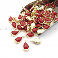 Подвеска Капля с "Красным Агатом" 14мм; цвет золото