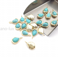 Подвеска Капля с "Турквенитом" 14мм; цвет золото