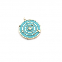 Медальон Солнечная система с Голубой эмалью; цвет золото