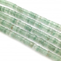 Спейсер, Натуральный Зелёный Кварц 6*2мм; нить 19см