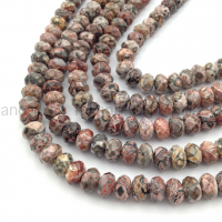 Яшма Leopard, ювелирный рондель 8*5мм; нить 38см