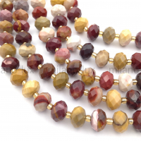 Яшма Мукаит, ювелирный рондель 10*7мм; нить 38см