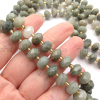 Зелёный рутиловый Кварц, ювелирный рондель 10*6.5мм; 10 бусин