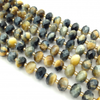 Тигрово-Соколиный глаз, ювелирный рондель 10*7мм; нить 38см