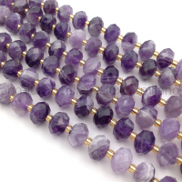 Аметист, ювелирный рондель 9.5*7мм; нить 39см