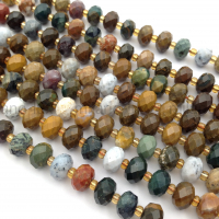 Яшма Океаническая, ювелирный рондель 8.5*5.5мм; нить 36см