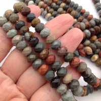 Яшма Океаническая, ювелирный рондель 8.5*6мм; 10 бусин