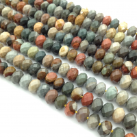 Яшма Океаническая, ювелирный рондель 8.5*6мм; нить 38см