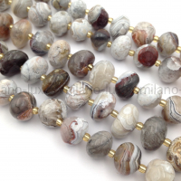 Натуральный Мексиканский Агат AA Grade, галька 12-15мм; 5 бусин