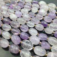 Натуральный Лавандовый Аметист 13-18мм; нить 39см