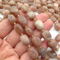 Натуральный Солнечный камень, бочонок 13-18мм; ПАРА бусин