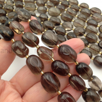 Натуральный Дымчатый Кварц 13-18мм; ПАРА бусин