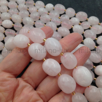 Натуральный Розовый Кварц 13-18мм; ПАРА бусин