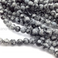 Обсидиан Снежный, шар 10.5мм; нить 37см