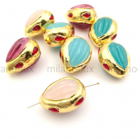 Крупная бусина Лэмпворк в латуни, нежно-Розовая 