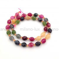 Халцедон РИС гранёный Турмалиновый Тёмный микс, 7*8мм; нить 36см