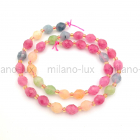 Халцедон РИС гранёный Турмалиновый Светлый микс, 7*8мм; нить 36см