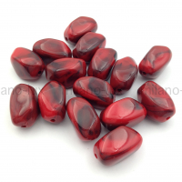 Бусина Акрил, камушек 21*13мм; красный