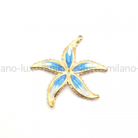 Крупная Подвеска Звезда голубо-белая из стали; цвет золото