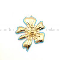 Крупная Подвеска Цветок с Голубой каймой из стали; цвет золото