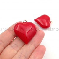 Подвеска Сердце 33*30мм в красной эмали; цвет золото