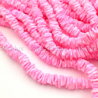 Бусины Ракушка натуральная, Ярко-Розовая чипсы 7-10мм; нить 40см