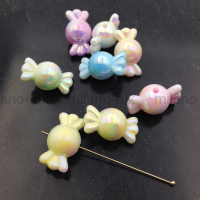 Бусина Конфета 21*12мм, акрил; Жёлтая