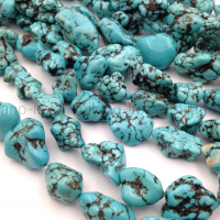 Турквенит в свободной форме "под бирюзу" 15-30мм; нить 39см