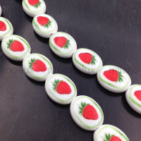 Бусина Керамическая овальная Клубника, 21*17мм