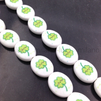 Бусина Керамическая овальная Клевер, 21*17мм