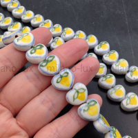 Бусина Керамическая Сердце Лимон, 14*12мм