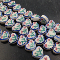 Бусина Керамическая Сердце Тюльпаны, 14*12мм