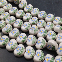 Бусина Керамическая Сердце Цветок, 14*12мм