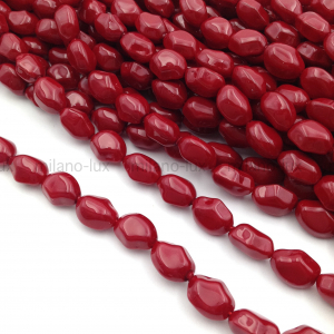 Бусины Майорка, форма камень 11*9мм, глубокий Красный цвет; нить 39см