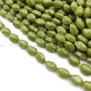 Бусины Майорка, форма камень 11*9мм, Оливковый цвет; нить 39см