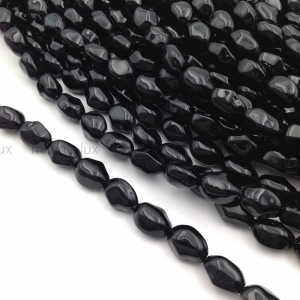Бусины Майорка, форма камень 11*9мм, Чёрный цвет; нить 39см
