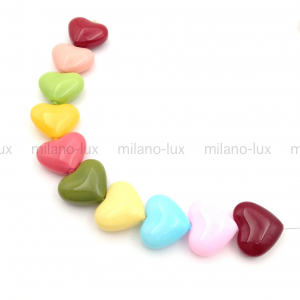 Сердце Майорка 13*15мм, микс из 10-ти цветов; 10 бусин