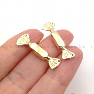 Подвеска -коннектор Конфета 28*8мм; цвет золото