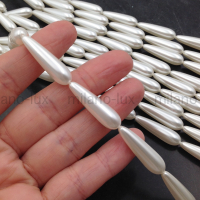 Пара Бусин Майорка капля 29*8мм, Белый перламутр