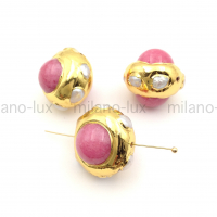 Бусина из Розового Халцедона с Жемчугом, 22-24мм  