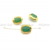 Бусина из Изумрудного Кошачьего глаза 15*11мм в латуни 