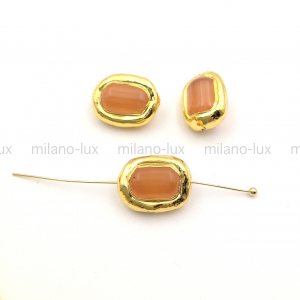 Бусина из Сердоликового Кошачьего глаза 15*11мм в латуни 