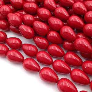 Бусины Майорка Капля 10*14мм, цвет Красный; нить 39см