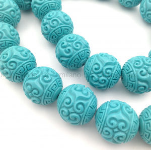 Бусина Шар узоры из прессованного Говлита, 16мм 