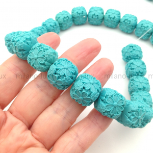 Бусина Цветочный Куб из прессованного Говлита, 15мм