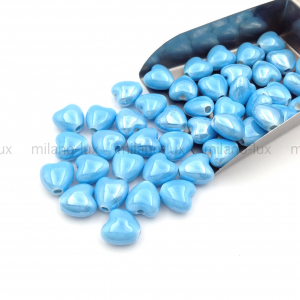 10 Бусин керамическое Сердце, Васильковый; 10мм   